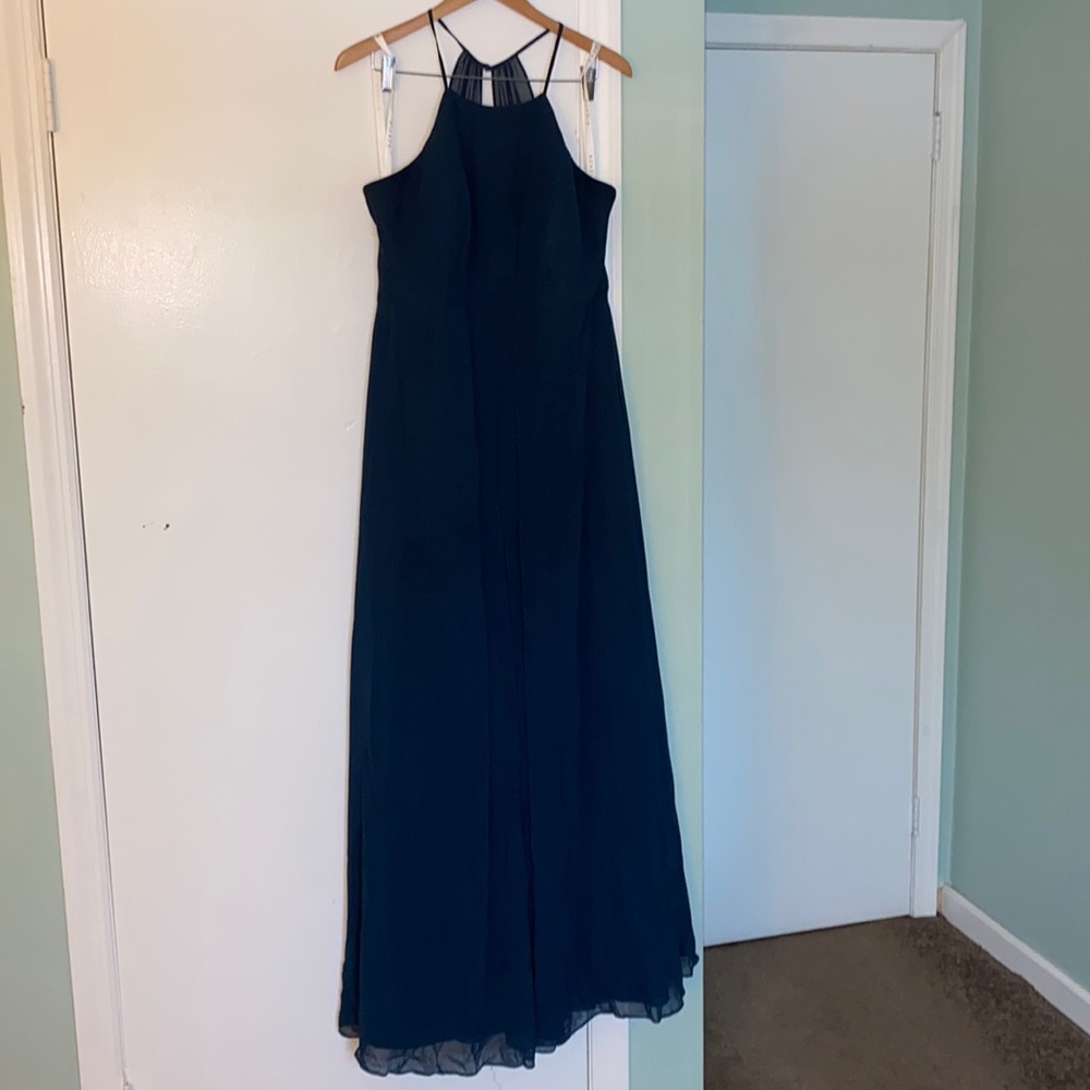 Azazi Navy Blue halter bridesmaids dress in Chiffon